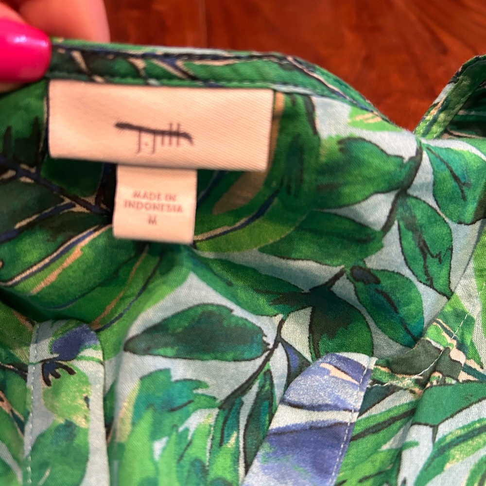 J Jill vibrant pop over cotton 3/4 sleeve lightweight boxy tropical top med Airy - Picture 4 of 4